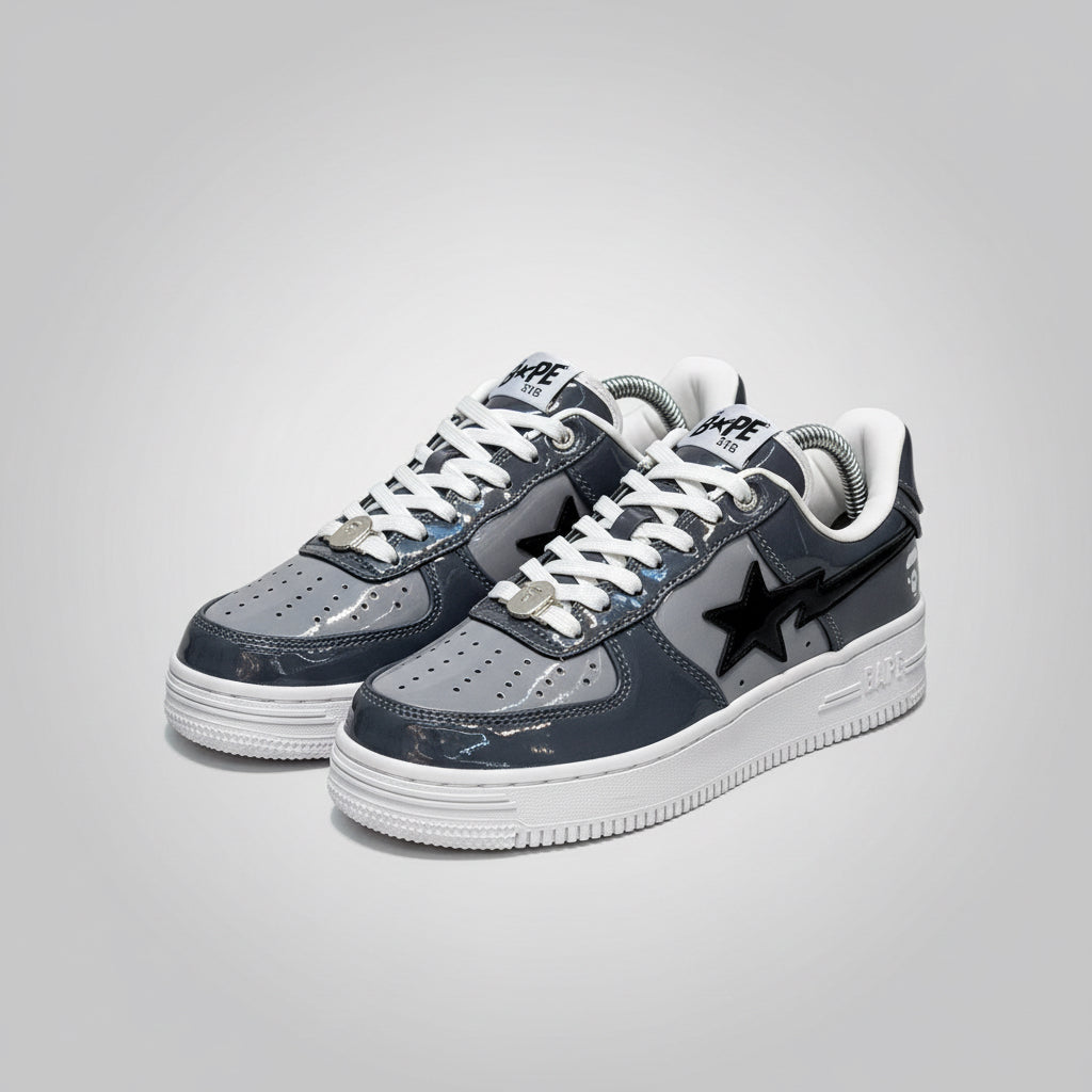 GREY BLACK PATENT